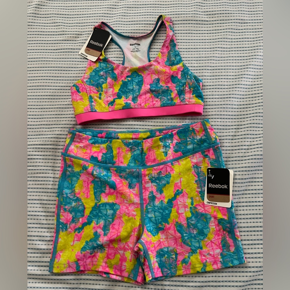 NWT Girls Reebok Athletic Top and Short Set